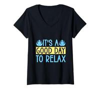 Donna Yoga It´s A Good Day To Relax Funny Yoga Maglietta con Collo a V