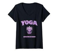 Donna Yoga perché l'adulto è Difficile Lavanda, Citazioni Divertenti Yogi Maglietta con Collo a V