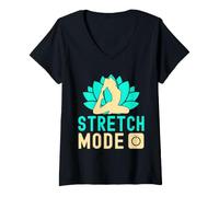 Donna Yoga Stretch Mode On Funny Yoga Maglietta con Collo a V