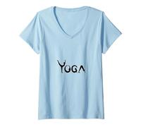 Donna Yoga Stretch/Power Yoga Pose/Nidra Meditazione Yoga Maglietta con Collo a V