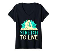 Donna Yoga Stretch To Live Funny Yoga Maglietta con Collo a V