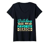Donna Yoga Stretching Is My Favorite Season Funny Yoga Maglietta con Collo a V