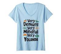 Donna YOLANDA Personalized Very Demure Very Mindful YOLANDA Name Maglietta con Collo a V
