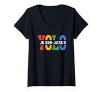 Donna Yolo JK BRB Jesus Christ Funny Christian Easter Sunday Joke Maglietta con Collo a V