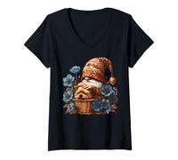 Donna Yorkshire Terrier Gnome Dad For Flower Lover And Yorkie Mom Maglietta con Collo a V