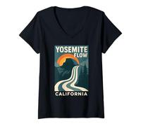 Donna Yosemite Flow Cascata Camicia Retro Dome Nature Maglietta con Collo a V