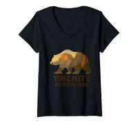 Donna Yosemite National Firefall e Cupola in sagoma di Orso Maglietta con Collo a V