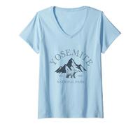 Donna Yosemite Parco Nazionale della California Bear Nature Lover Maglietta con Collo a V