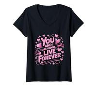 Donna You And I Love Are Gonna Live Meme Forever Nome Famiglia Maglietta con Collo a V