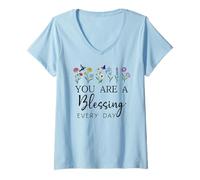 Donna You Are a Blessing God Quote Blessed Christian Bible Verse Maglietta con Collo a V