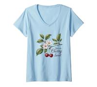 Donna You Are Cherry Sweet Blossom Cherry Floral Art Maglietta con Collo a V