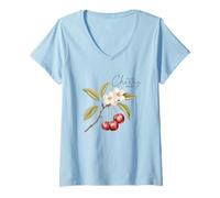 Donna You Are Cherry Sweet Lovely Floral Blossom Maglietta con Collo a V