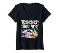 Donna You Are Chosen Precious Crayons Bibbia Verse Faith Teacher Maglietta con Collo a V