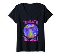 Donna You Are Cosmic Alien UFO Graphic Design Maglietta con Collo a V