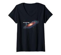 Donna You Are Here Universe Galaxy Funny - Maglietta da uomo e da donna Maglietta con Collo a V
