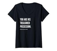 Donna You Are His Treasured Possession Bibbia Citazione Dichiarazione Maglietta con Collo a V