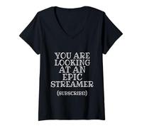 Donna You Are Looking At Epic Streamer Subscribe IRL Stream Gear Maglietta con Collo a V
