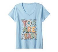 Donna You Are Ready Testing Week Test Day Teachers Students Maglietta con Collo a V
