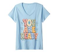 Donna You Are Ready Testing Week Test Day Teachers Students Maglietta con Collo a V