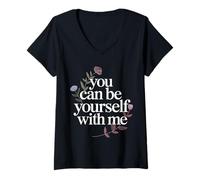 Donna You Can Be Yourself with Me Safe Comfort Support - Maglietta con Collo a V