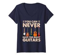 Donna You Can Never Have Too Many Guitars Music Guitar Maglietta con Collo a V