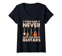 Donna You Can Never Have Too Many Guitars Music Guitar Maglietta con Collo a V