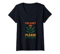 Donna You Can't Please Everyone Motivational Thistle Art Maglietta con Collo a V