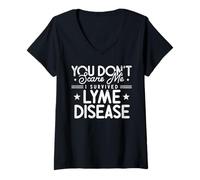 Donna You Don't Scare Me - I Survived Lyme Disease Maglietta con Collo a V