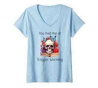 Donna You Had Me at Trigger Warning Dark Romance Book Smutt Reader Maglietta con Collo a V