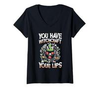 Donna You Have Witchcraft in Your Lips Halloween Calderone Magic Maglietta con Collo a V