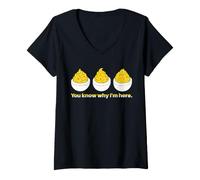 Donna You Know Why I Am Here Deviled Egg Autunno Autunno Ringraziamento Maglietta con Collo a V