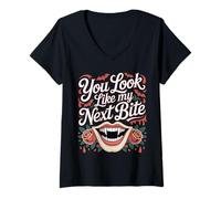 Donna You Look Like My Next Bite Vampire Flirt Party - Maglietta con Collo a V