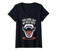 Donna You Look Like My Next Bite Vampire Flirt Party - Maglietta con Collo a V