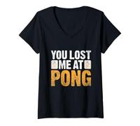 Donna You Lost Me At Pong Tile Game Mahjong Player Fold Pensione Maglietta con Collo a V