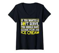 Donna You Wanted A Soft Serve Gone For An Ice Cream Fun Pickleball Maglietta con Collo a V