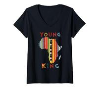 Donna Young King Africa Mappa Stile Afrocentrico Tribal Pattern Maglietta con Collo a V