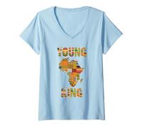 Donna Young King Mappa Africa Pattern Kente Orgoglio Afro Heritage Maglietta con Collo a V