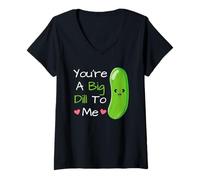 Donna You're A Big Dill To Me Carino Kawaii Divertente Sottaceti Pickle Pun Maglietta con Collo a V