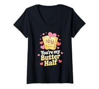 Donna You're My Butter Half Cute Hugging Butter Sticks Pun Maglietta con Collo a V