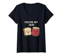 Donna You're My Jam - Carino Pane e marmellata Divertente Gioco di Parole Maglietta con Collo a V