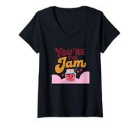 Donna "You're The Jam - Barattolo con scritta in lingua Maglietta con Collo a V