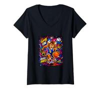 Donna Youth Basketball Mania Space Galaxy Graffiti Art Maglietta con Collo a V