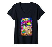 Donna You've Got To Be Kitten Me, Funny UFO Cat Graphic Maglietta con Collo a V