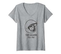 Donna Yuri Gagarin URSS Russia Comunista Yuri Gagarin Maglietta con Collo a V