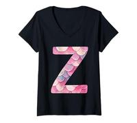 Donna Z Monogram Acquerello Mermaid Vibes Maglietta con Collo a V