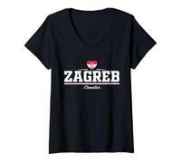 Donna Zagreb Croatia Maglietta con Collo a V