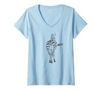 Donna Zebra Butt Africa Stripes Animal Park Nero Maglietta con Collo a V