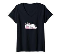 Donna Zebra Che Dorme Maglietta con Collo a V