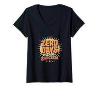 Donna Zero Days Without Sarcasm Funny Daying Retro Style Maglietta con Collo a V