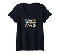 Donna Zero Enthusiasm Zone Funny Lazy No Energy Maglietta con Collo a V